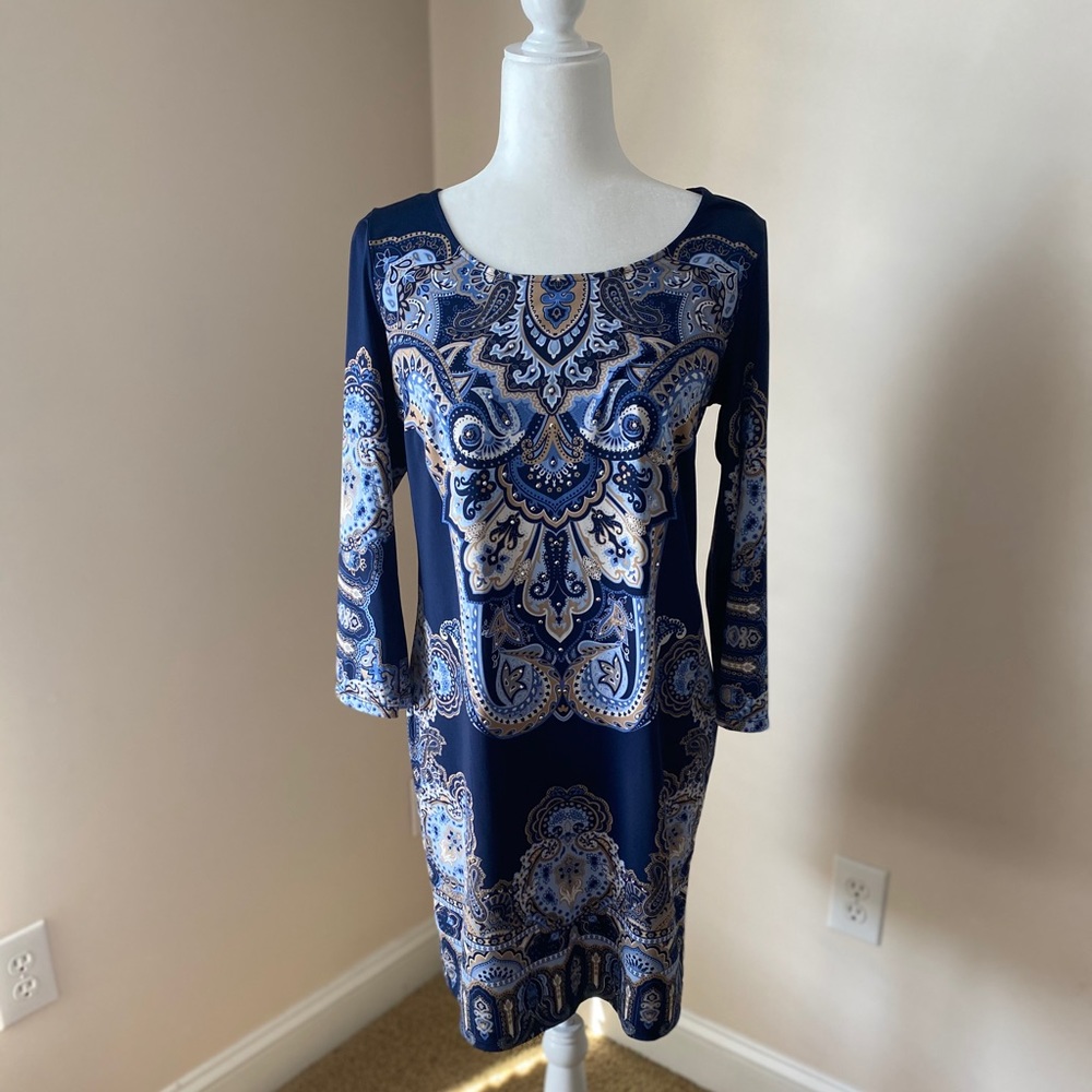 INC Long Sleeve, Paisley Print Dress